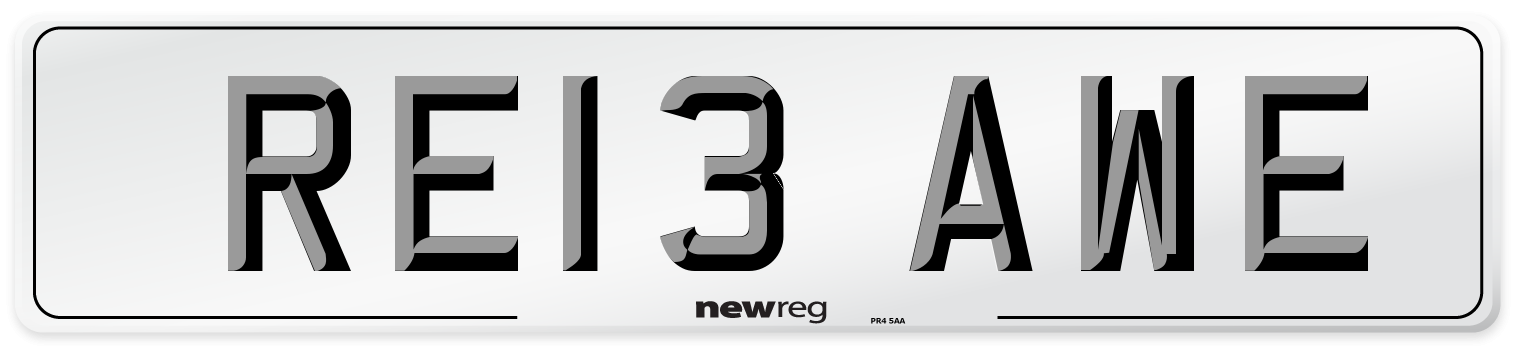 RE13 AWE Number Plate from New Reg